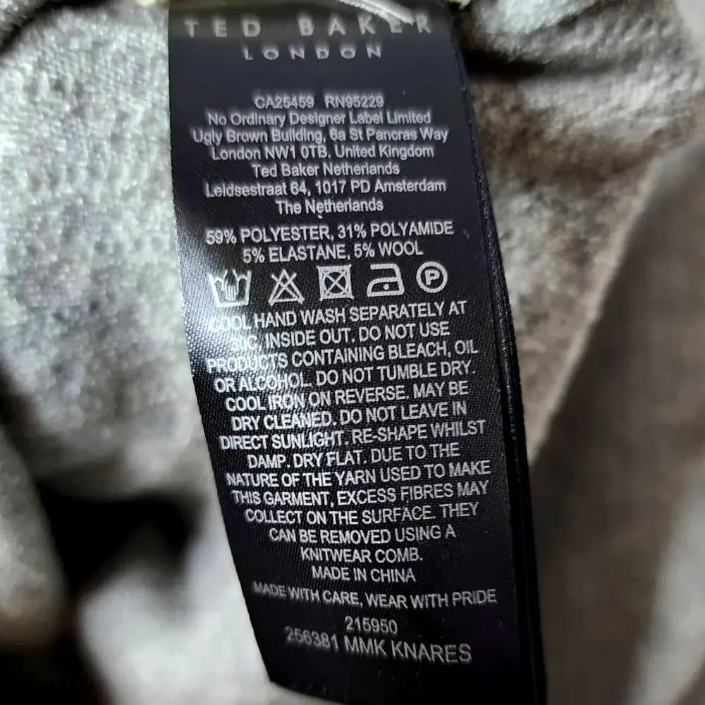 Ted Baker Knares Long Sleeve Textured Crew Neck Jumper Gray Marl